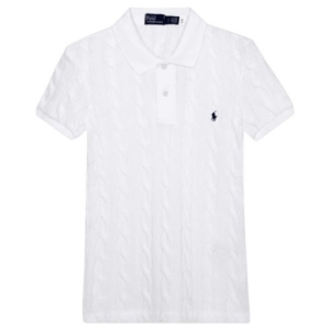 폴로랄프로렌 여성 포니로고 자수 케이블 니트 반팔 카라티 211891579001