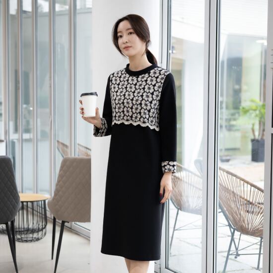 수어패럴 모슬린 기모레이스 원피스 OP211017