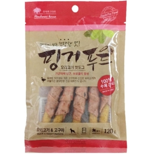 한하루코리아 강아지 수제간식 핑거푸드 오리고기 핫도그 120g-스토이미지입니다. 누르면 해당 게시물로 새창이동합니다.
