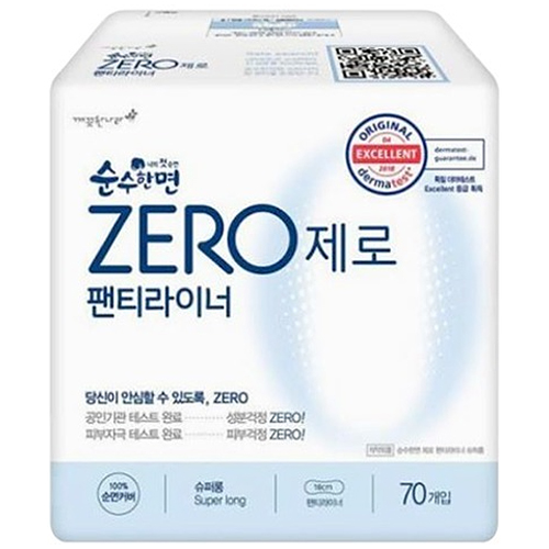 깨끗한나라 순수한면 제로 팬티라이너 슈퍼롱 70개 (4팩(280개))