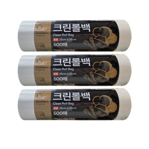 크린랲  식구 크린롤백 25x35cm (중) 500매[3개(1,500매)]
