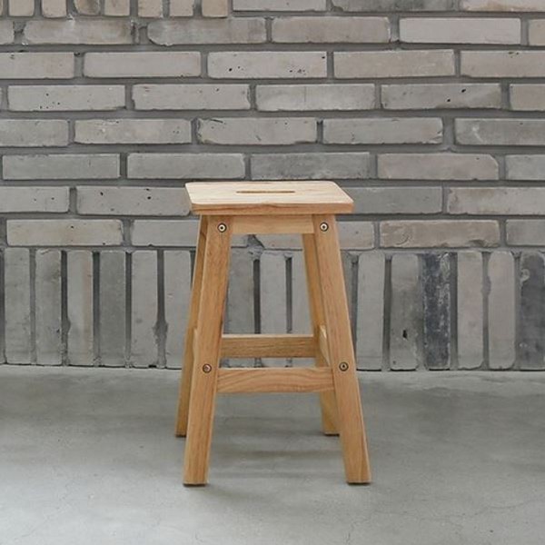 미도화학 리빙숲 원목 사각 스툴 소
