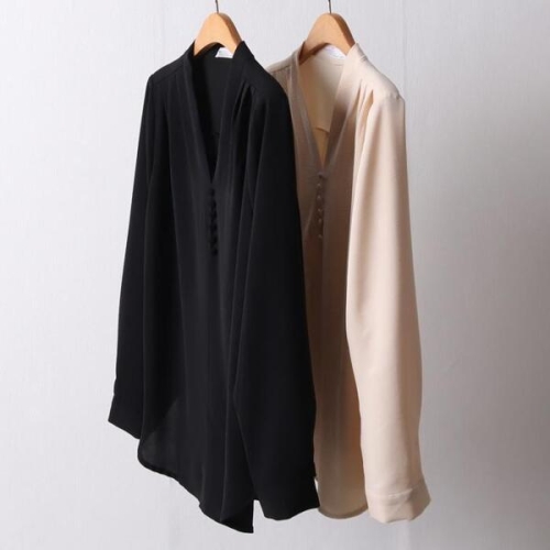 강물처럼 빅사이즈블라우스 I105L602 브이넥단추블라우스 IR 45931774