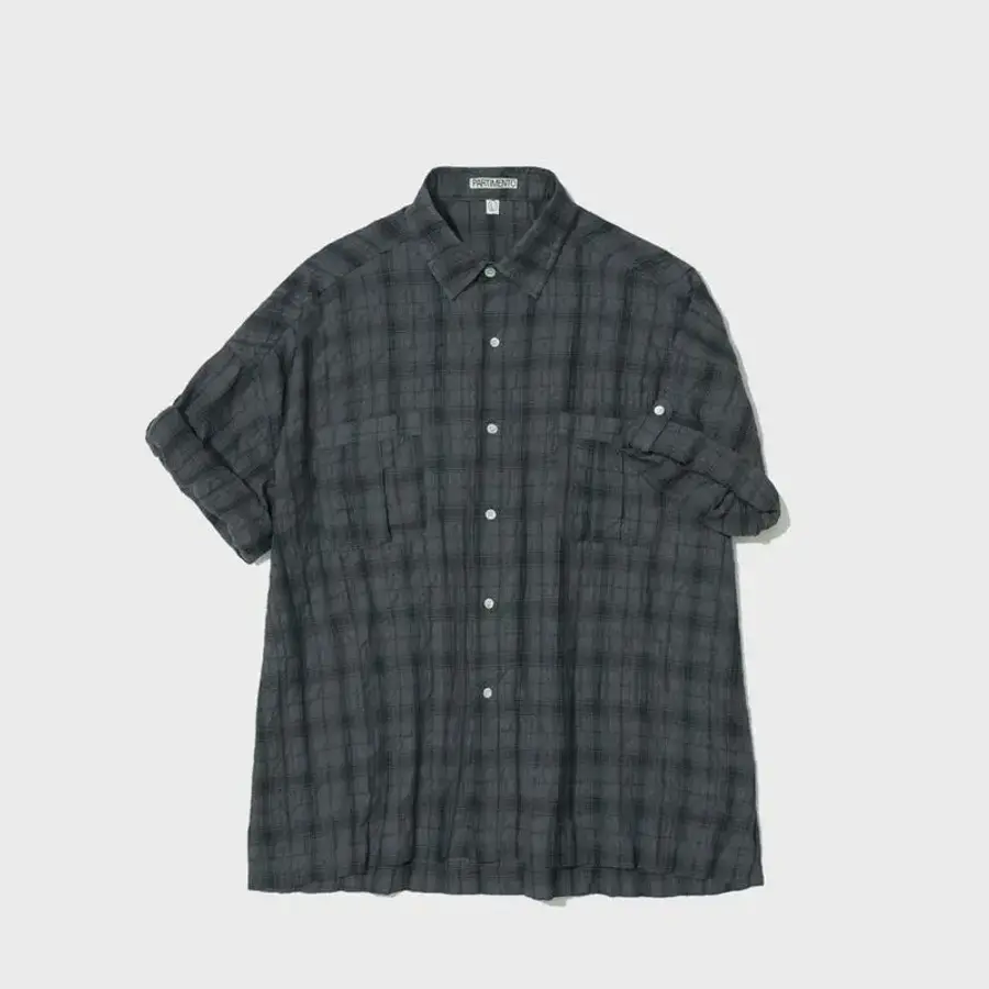 파르티멘토 Wrinkle Check Boxy Overfit Roll up Half Shirt Dark Navy 2092944