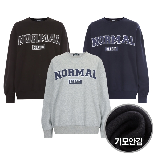 FW 국산 라운드넥 노멀 방한 기모 맨투맨 티셔츠 ODA-WSH-20137-블랙