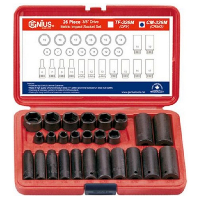 지니어스 3/8인치 임팩트 소켓세트 CM-326M (26pcs)_이미지