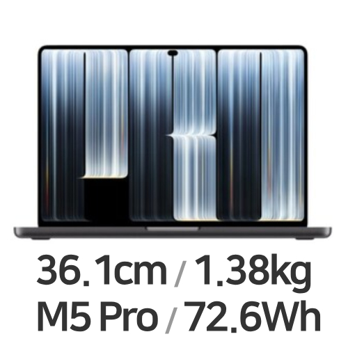 APPLE 맥북프로14 PROLED XDR M5프로 18코어 CPU, 20코어 GPU 블랙 (램24GB, SSD 1TB)_이미지
