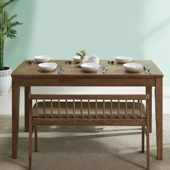 잉글랜더 아모스 고무나무 원목 식탁 1850 (벤치2개)_이미지