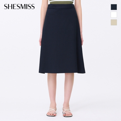 쉬즈미스 여성 린넨 블렌드 미디 플레어 스커트_SWWSKP22710_이미지