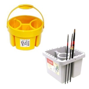 물통 사각 물통 미술용품 붓 세척 칸막이