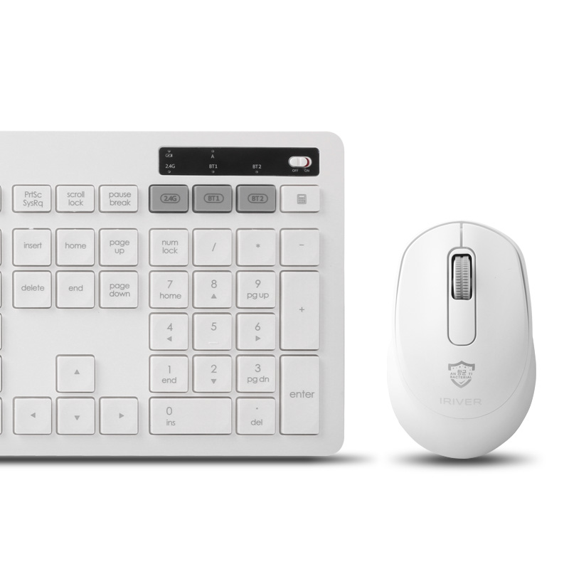아이리버 MEDIC-BS1 항균 무선 블루투스 키보드 마우스 세트 (화이트)_이미지