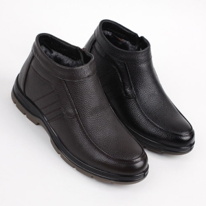 행텐 짚신공방 남성 가죽 발편한 털 미끄럼방지 방한 지퍼 정장캐주얼화 JS-9005