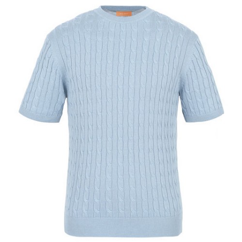 김영주골프 쿨 라운드넥 꽈베기 패턴 반팔 골프 니트 DPMMTS33