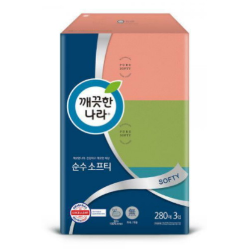 깨끗한나라 순수 소프티 미용티슈 280매 (3입) (2팩(6입))_이미지