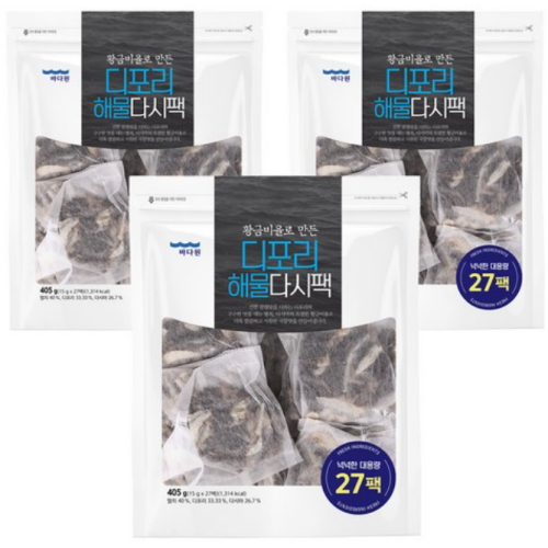 바다원 디포리 해물다시팩 405g (15g x 27팩) (3개)_이미지
