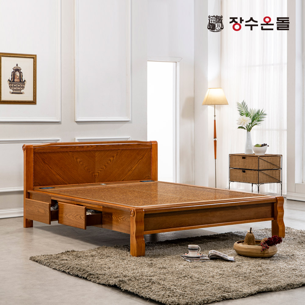 장수돌침대 온재 서랍형 돌침대 Q (홍맥반석)_이미지