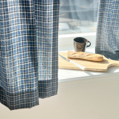 부강아이티 까르데코 네이비 체크 기모 창문 가리개커튼 (130x170cm)