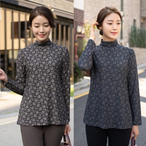 모슬린 엄마옷 페이즐리 반폴라 티셔츠 CSF515715 중년여성/50대/60대/70대/빅사이즈/할머니옷_이미지