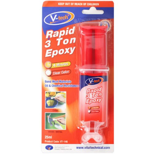 브이텍 주사기형 4분 에폭시 다용도 접착제 일반형 25ml (2개)_이미지