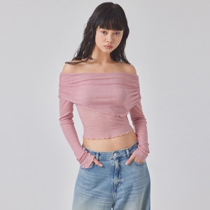 ���¾��з� ž�� SEE-THROUGH OFF-SHOULDER TOP_T416TP139 SB