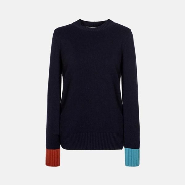 기비(GIVY) 소매 배색 캐시 라운드 니트 G1WP0S3_이미지