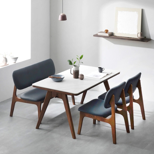 장인가구 칸토르 베이직 세라믹 낮은 패밀리 식탁 1400 (의자2개+벤치1개)_이미지