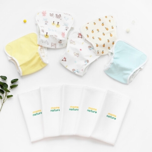 맘스네이처 대나무 천기저귀 세트 / 기저귀 5장+커버1장이미지입니다. 누르면 해당 게시물로 새창이동합니다.