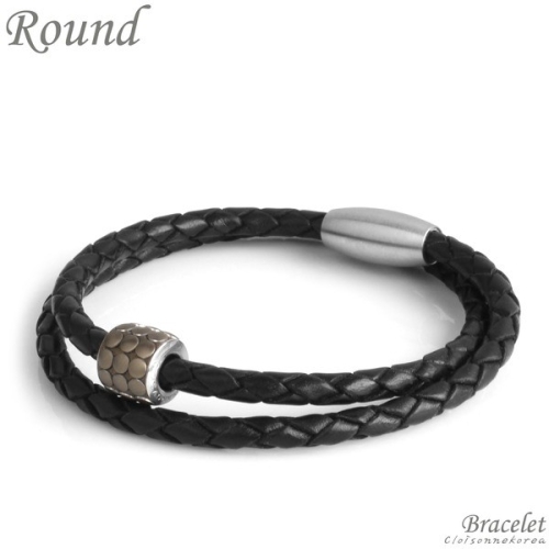 스와로브스키 남성 가죽 팔찌 천연가죽 프리 에디션 round BL2562_이미지