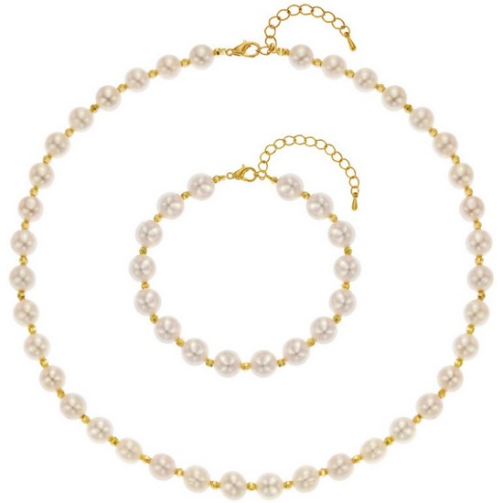 디아르떼 리얼진주 컷팅볼 목걸이+팔찌 세트_이미지