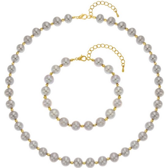 디아르떼 리얼진주 컷팅볼 목걸이+팔찌 세트_이미지