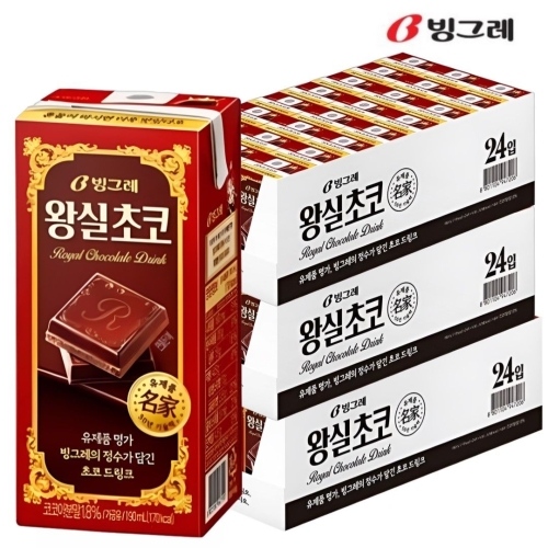 빙그레 왕실초코우유 190ml (72개)