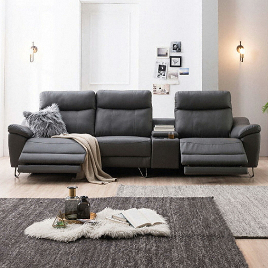 까사미아 빈센트 3단 천연가죽 리클라이너 4인용 (홈바형)