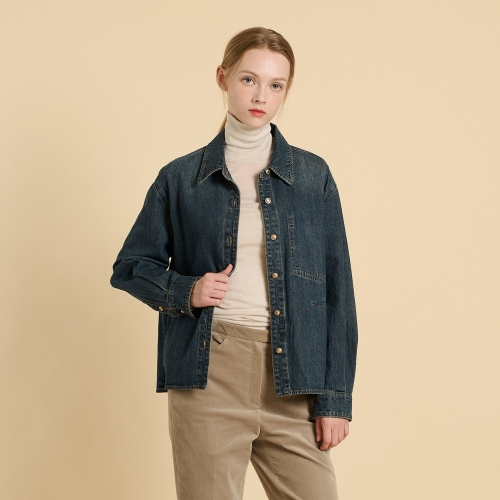 BCBG 스프링 지젤 데님 블라우스 B6S1B470