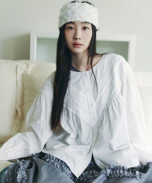 샐리 테일즈 CELITAILS COTTON LACE PIN-TUCK BLOUSE_IVORY CE2578BL004MIV 374115