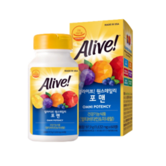 얼라이브 원스 데일리 포 맨 1632mg 60정이미지입니다. 누르면 해당 게시물로 새창이동합니다.