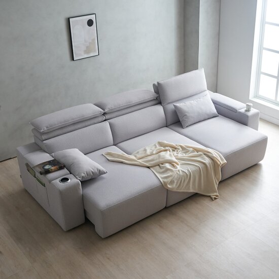 에보니아 무브 모션 슬라이드 확장형 아쿠아스웨이드 패브릭 소파 4인용