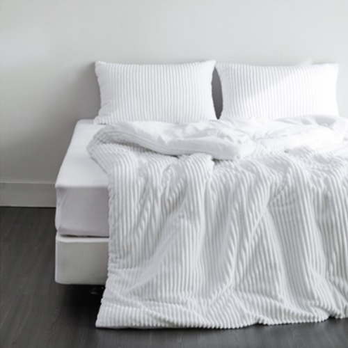 라뽐므 노르빅 극세사 스트라이프 겨울 차렵 이불커버세트 (퀸 Q)_이미지