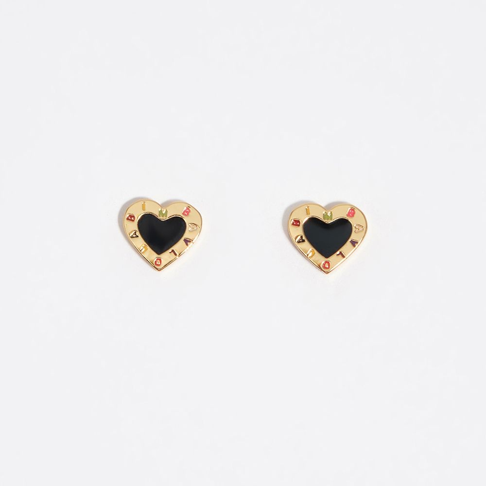 빔바이롤라 하트 로고 이어링 블랙 B265AIW019BKF