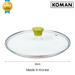 코맨 올리브그린 강화 유리뚜껑 28cm