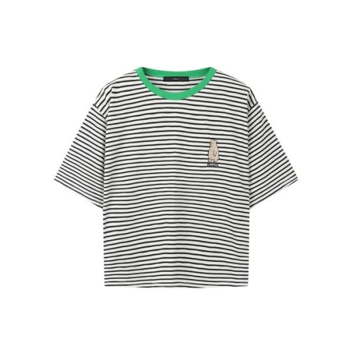 르샵 스트라이프 배색 자수 반팔 티셔츠 DQ1LW012A_이미지