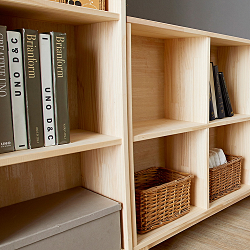 우아미가구 모노 스토리 2단 원목 책장 (104cm)_이미지