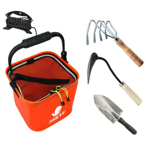 해루질 장비 조개 잡이 도구 4종 세트 오렌지_이미지