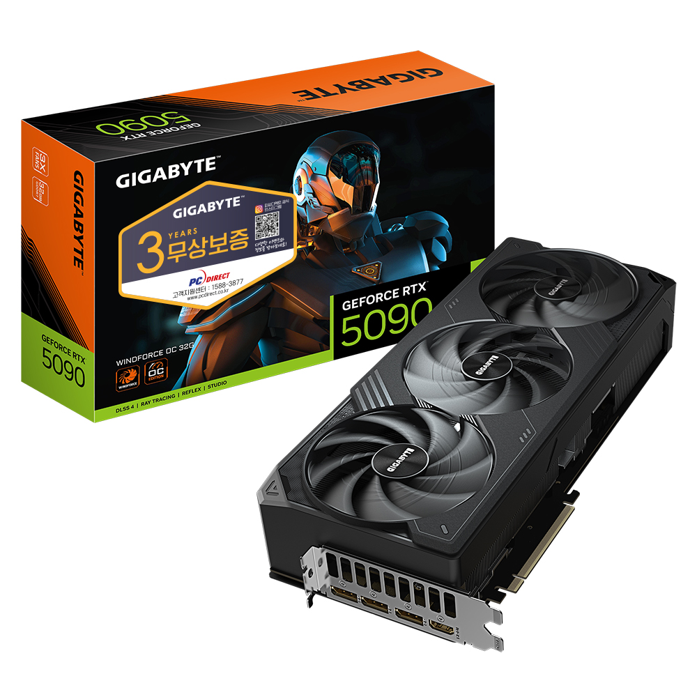 GIGABYTE 지포스 RTX 5090 WINDFORCE OC D7 32GB 피씨디렉트이미지입니다. 누르면 해당 게시물로 새창이동합니다.