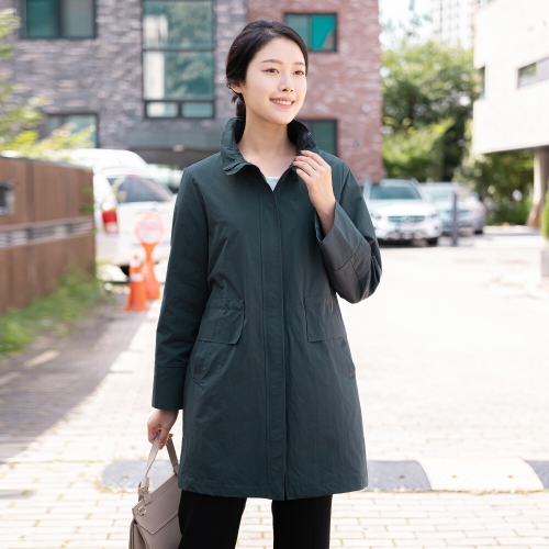 모슬린 엄마옷 면 셔링 롱 사파리 점퍼 JP613642 중년여성/50대/60대/70대/빅사이즈/할머니옷_이미지