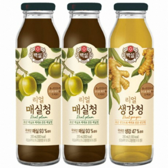 CJ제일제당 백설 리얼 매실청 310ml x 2개+생강청 310ml (1개)