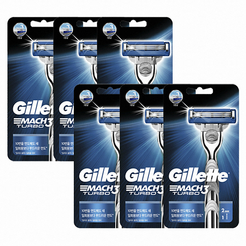 질레트 마하3 터보 + 면도날 (면도기6개+날6개)