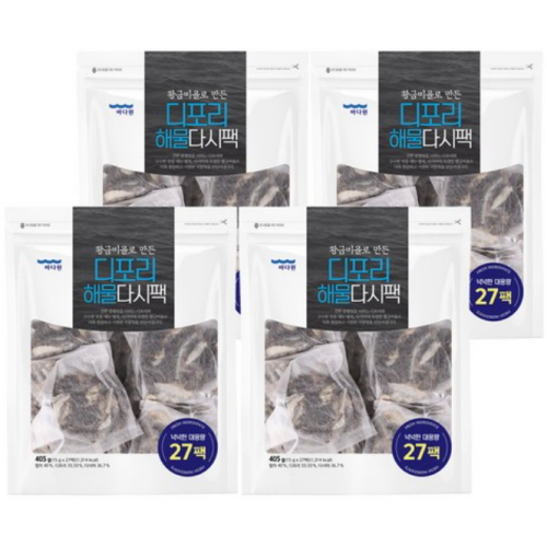 바다원 디포리 해물다시팩 405g (15g x 27팩) (4개)_이미지