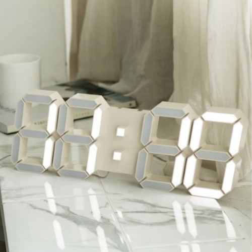 크림 화이트 3D LED 벽시계 38cm