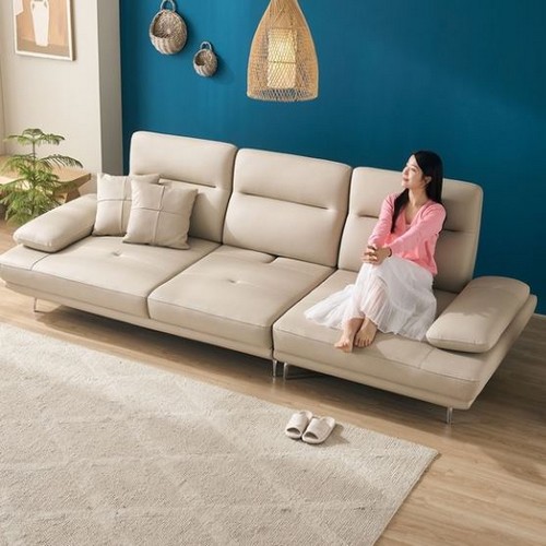 우아미가구 도나텔라 천연가죽 소파 4인용 (스툴포함)_이미지