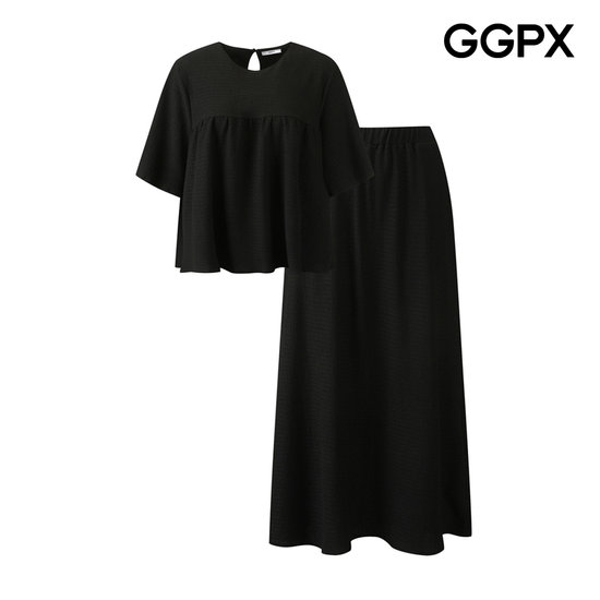 GGPX 셔링 러플 반팔 블라우스 앤 스커트 셋업 GQ3ST007F이미지입니다. 누르면 해당 게시물로 새창이동합니다.